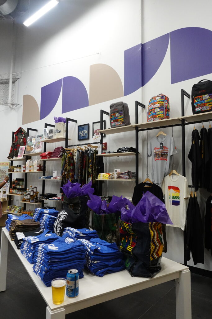 Retail display shelving in a commercial space