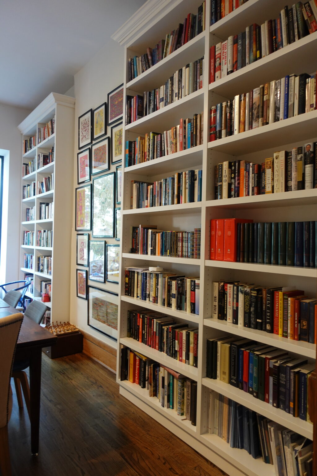 Floor-to-ceiling built-in bookshelves