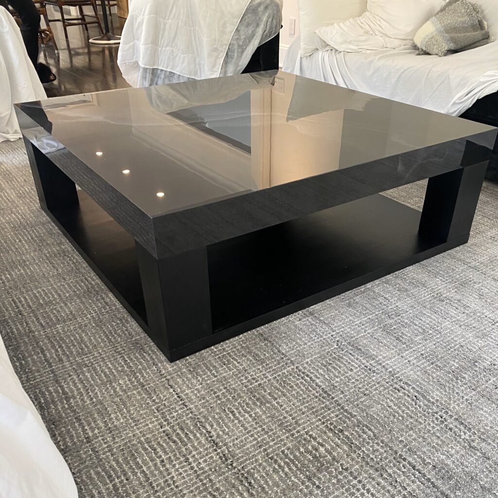 Custom low table with a dark finish