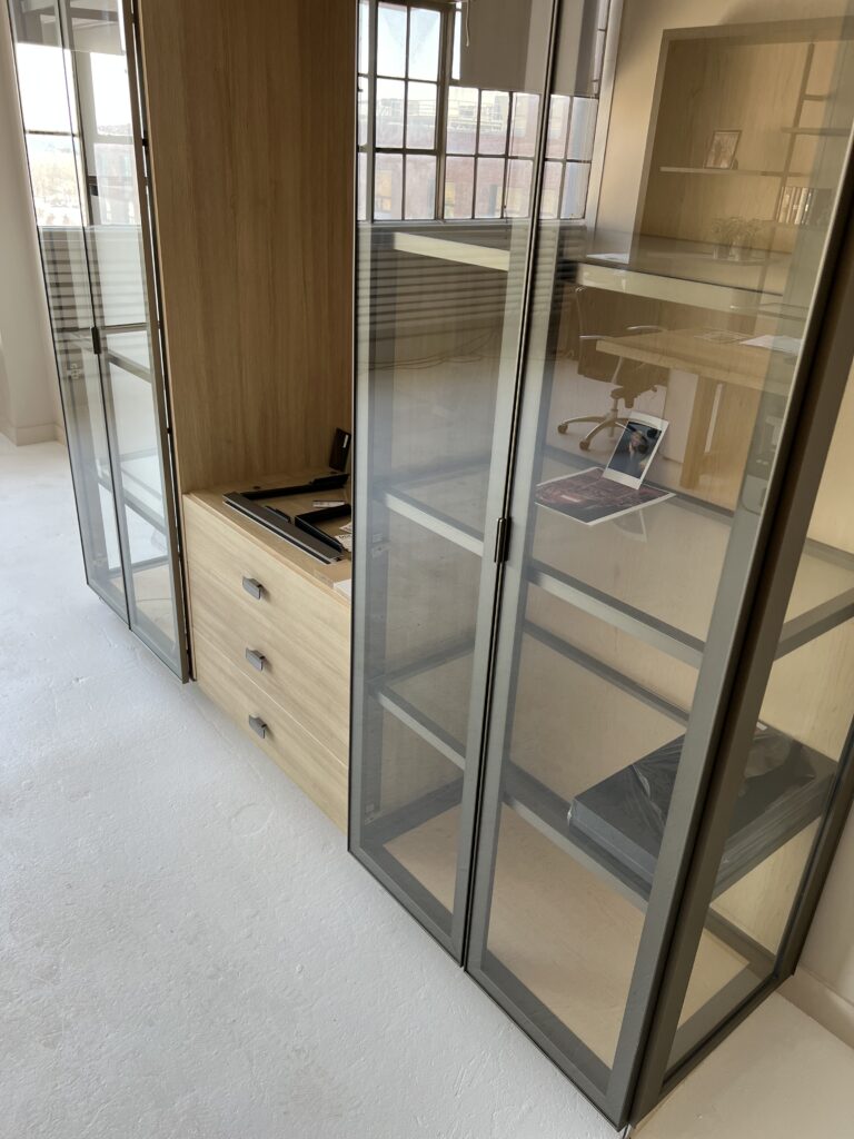 Aluminum-framed glass wardrobe unit